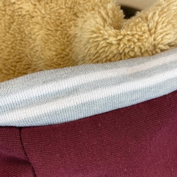 Aeropostale fur lined hoodie jacket mens L burgundy New York embroidered varsity - Picture 8 of 9